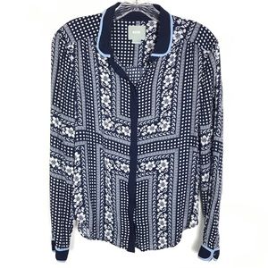 Maeve Anthropologie Art House blouse top navy Sz 6